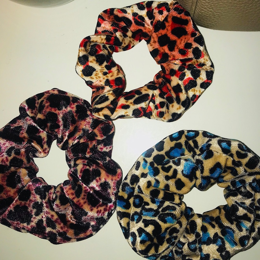 Unused 3 Colorful Cheetah Print Scrunchies!